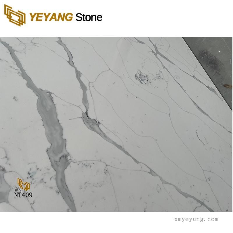 White Calcatta/Carrara/Bianco Quartz Kitchen Worktops Quartz Countertops Manufactured Wholesale