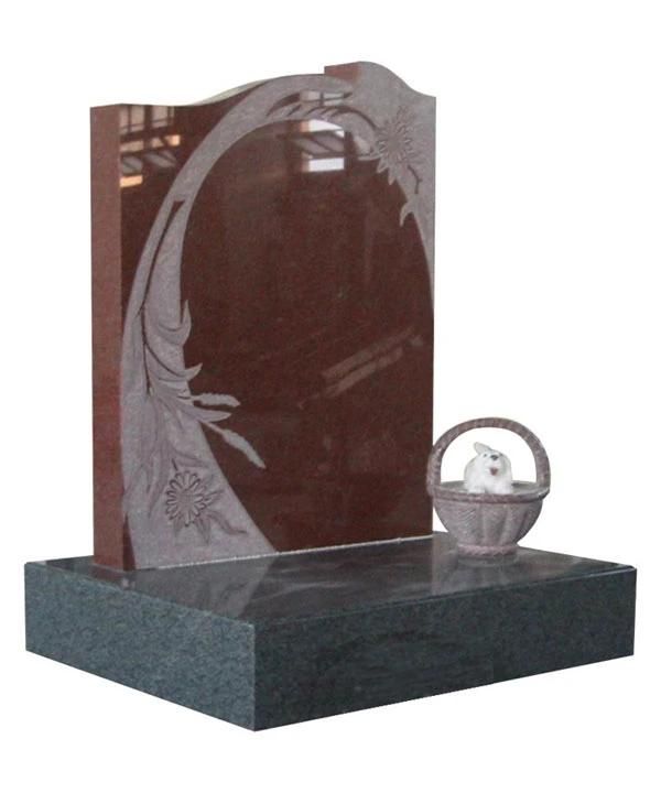 Black Granite European Headstone Monument Tombstone with Custom Design