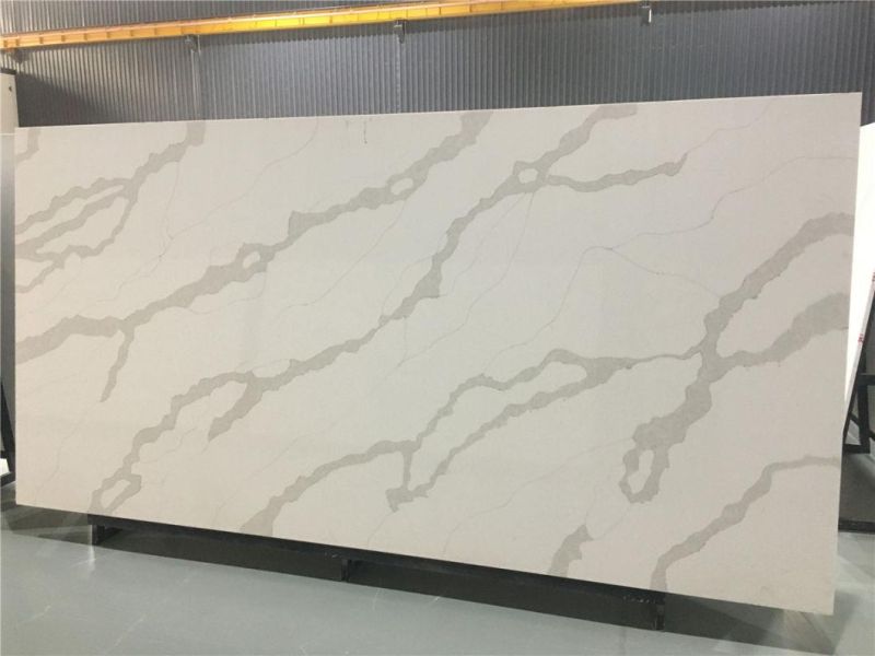 Popular Pure White and Big Vein Artificial Quartz Stone White Calacatta Quartz