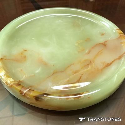 Polished Green Onyx Stone Clear Resin Panel Textured Alabaster Sheet