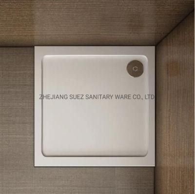 Stone Resin Shower Tray Shower Plate White Shiny Anti-Slip Ultraslim 4cm Marble and Resin Mixed Multiple Size