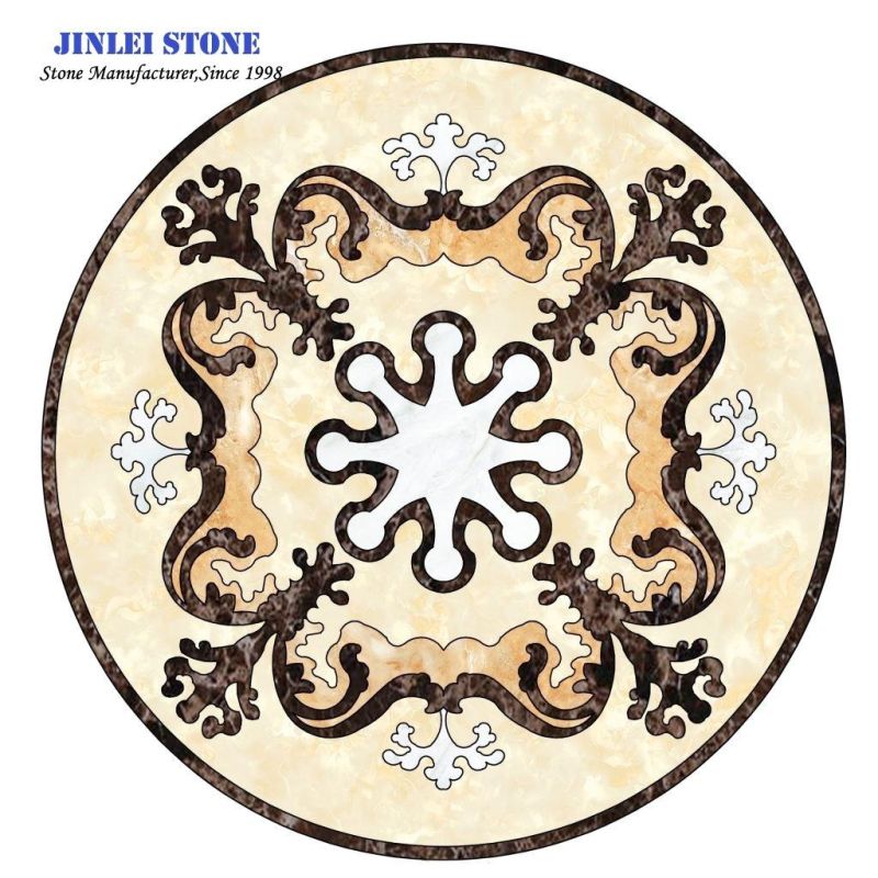 Natural Stone Marble Mosaic Pattern Water Jet Medallion for Flooring
