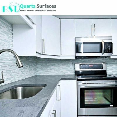 Crystal Gray Sparkle Quartz Stone Slab for Countertop and Tiles