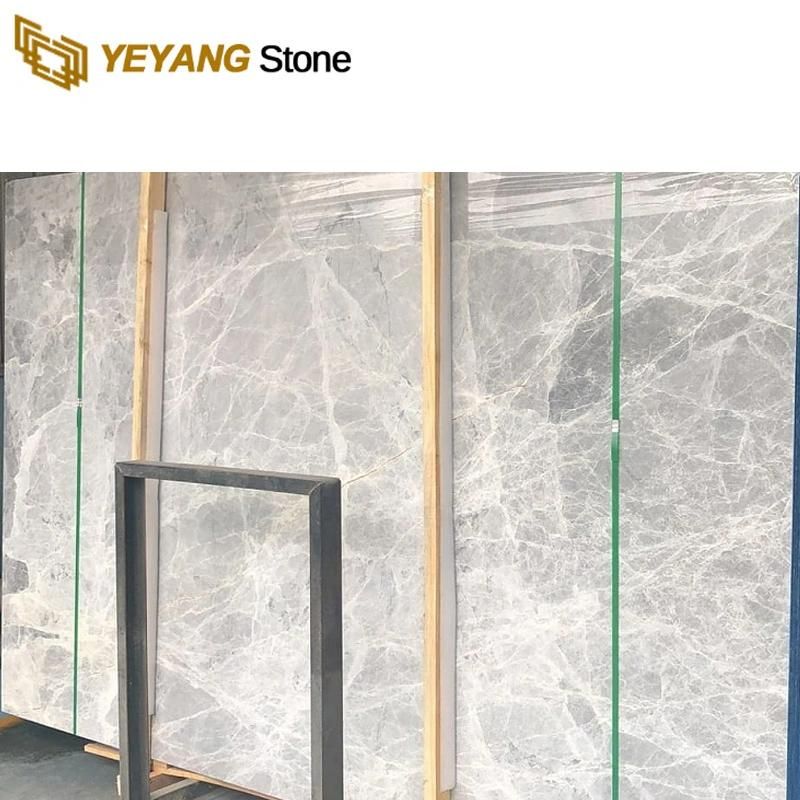 Polished Snow Mountain Silver Fox Grey Marble for Countertop
