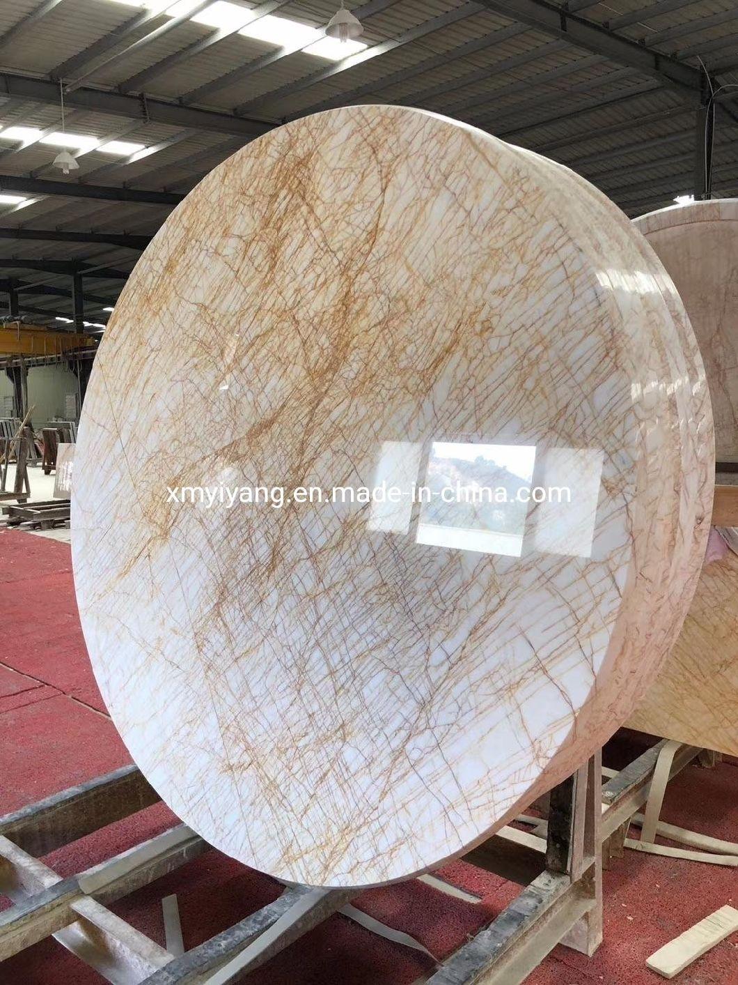 Polished Greece Golden Spider Marble Round Table