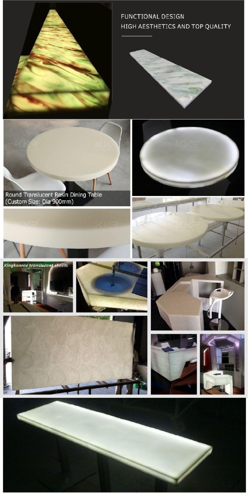 Decorative Material Artificial Stone Translucent Acrylic Solid Surface