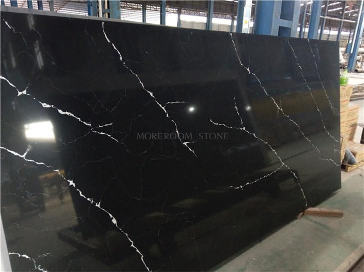 Foshan Artificial Stone Calacatta Black Marble Quartz Stone Countertop