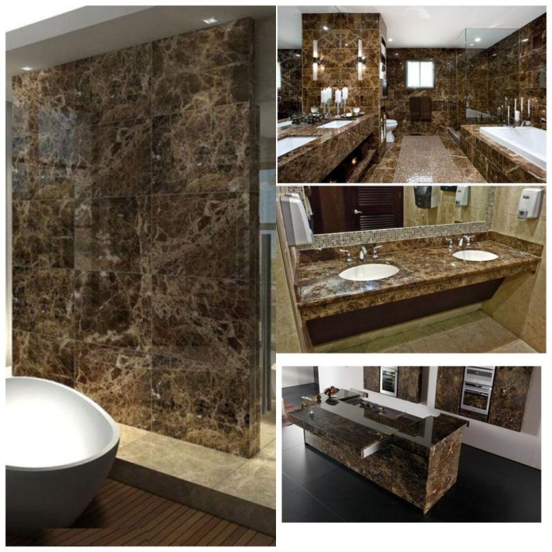 Natural Stone Slab Spanish Dark Emperador Marble for Countertop and Wall Tile