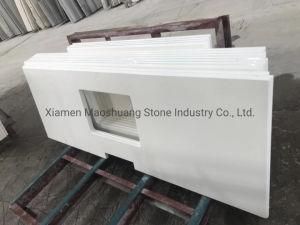 Pure White/Crystal White/Iced White/Snow White Quartz Countertops with Laminated Eased Edges