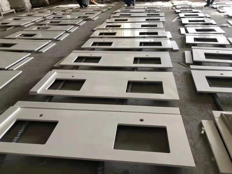 Pure Corain White Quartz Solid Surface Stone Countertop for Bathroom and Kitchen