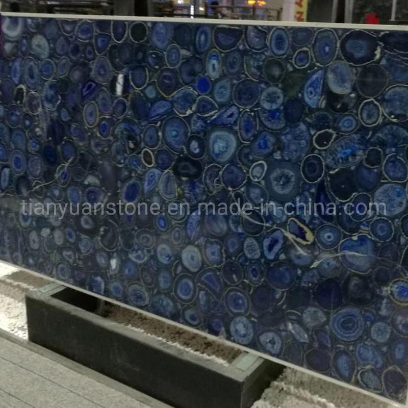 Blue Azul Bahia Semi-Precious Quartz, Marble Agate Slab for Wall Tile and Countertops