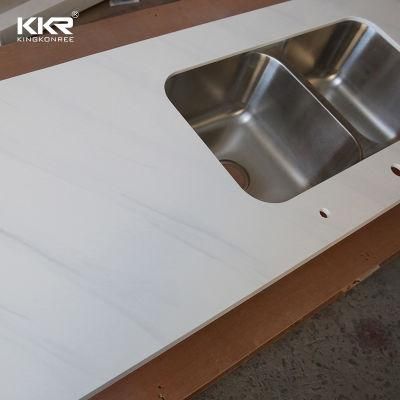 Manufacture White Veined Solid Surface Kitchen Calcatta Stone Countertop