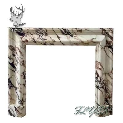 French Style Stone Carving White Marble Fireplace Mantel Surround for Sale