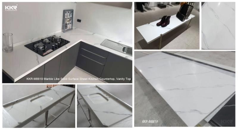 Kkr Factory Decorate Material Customized Artificial Stone Marble Pattern Kitchen Countertops
