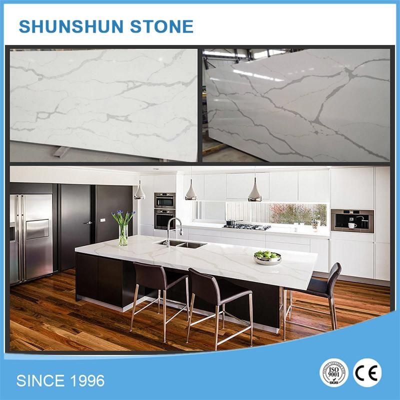 Artificial Calacatta White Quartz Countertops for Kitchen