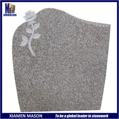 Fujian Made China Pink Granite G664 Tombstone with Rose Carving