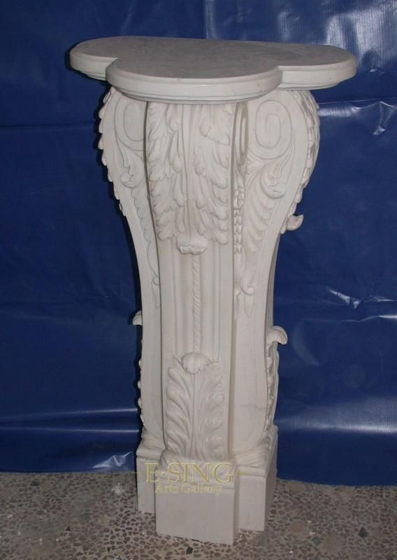 Stone Decorative Round White Marble Column Bases for Sculptures