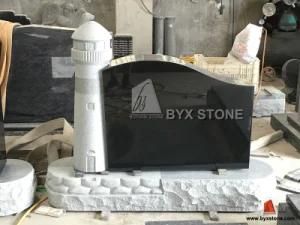 Light Grey Granite Lighthouse Carved Monument / Headstone