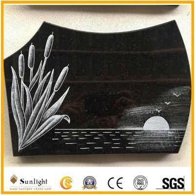 Natural Stone Black Granite Tombstone for Cremetery Garden Granite Plaque 07