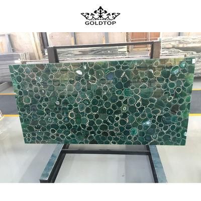 Natural Small Size Transparent Green Semi Precious Agate Slab for Wall Decoration Countertop