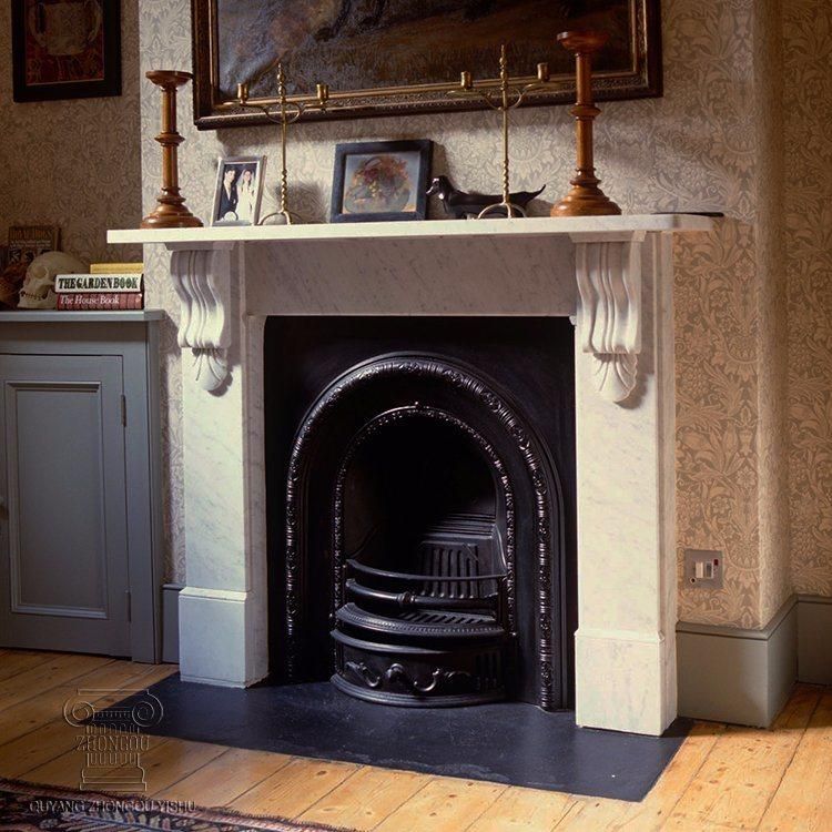 Limestone Marble Fireplace Hand Carving Indoor Decoration