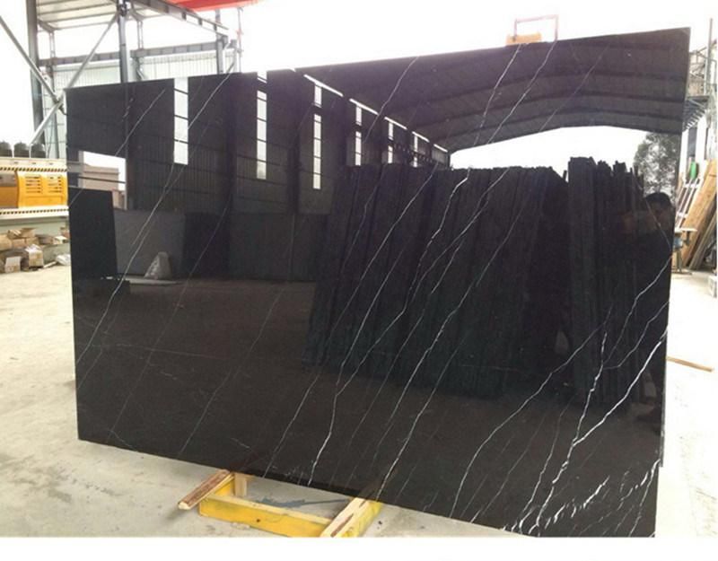 Black Nero Marquina Marble Slabs for Kitchen Countertop/Flooring/Steps/Stairs/Bathroom/Vanity