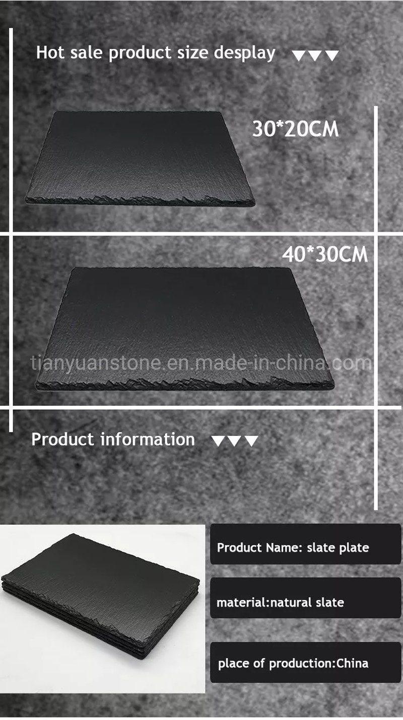 Natural Black Slate Stone Cheese Board, Dinner Plate, Sushi Plates for Tableware