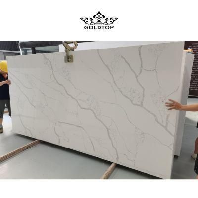 Artificial Stone Polished Factory Price Calacatta White Stone Slab Quartz Countertop/Vanity/Wall Tiles/Cabinet/Floor