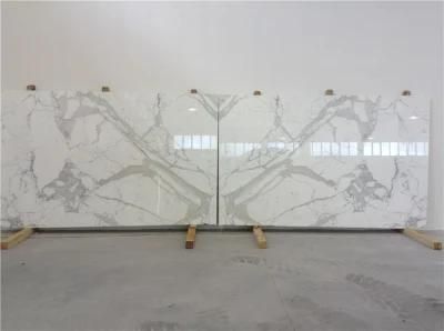 Hot Sale Artificial Stone White Marble Stone Bookmatch Calacatta Quartz Stone