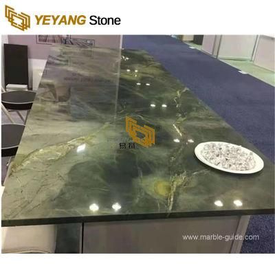 China Dark Green Marble Peacock Green Marble Slabs for Vanity/Countertop/Worktop Coffee/Dining/Table