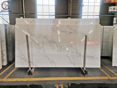 White 6075 Calacatta Quartz Stone Slab with Good Price and High Quality
