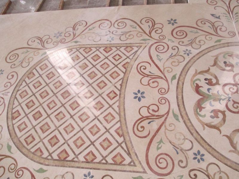 Luxury Water Jet Marble Inlay Flooring Patterns Marble Floor Medallion for Majlis Men Sitting Room Floor Decoration
