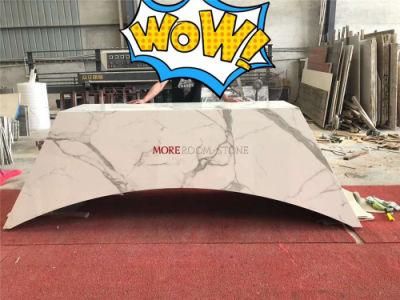 Custom Reception Desk Italian White Marble Countertops