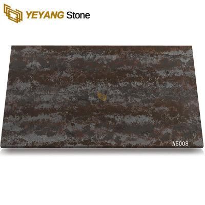 Dark Grey Quartz Slabs Customized for Project Kitchen Countertop