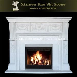 on Sale White Marble Stone Fireplace Mantel Piece Carved Floral