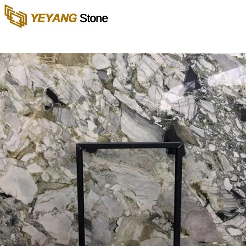 Polished Natural Ice Connect Green Marble Slab Floor Wall Tile