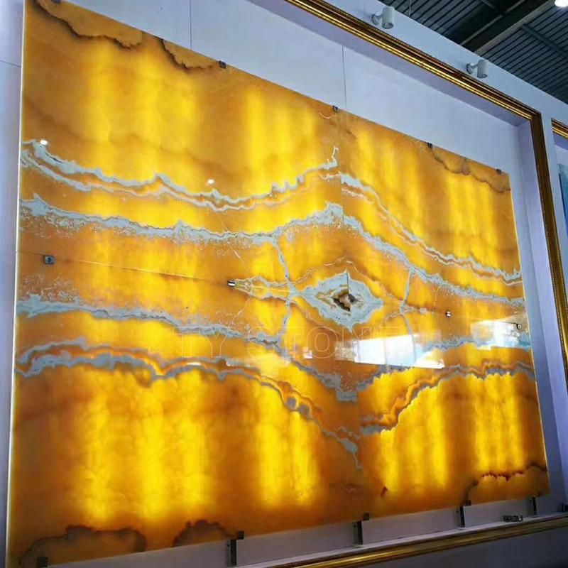 Backlit Bookmatched White Onyx Stone Slabs