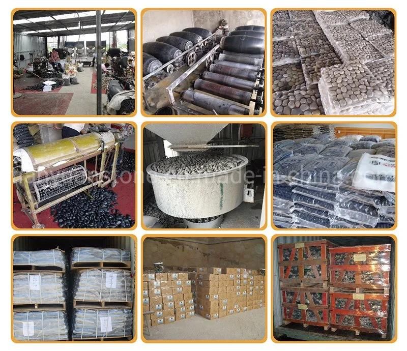 China Natural Polished River Pebble Stone Mosaic on Net Pebbles Mosaics Mesh Tile