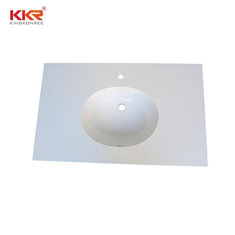 Kkr-M1700 White Matt Finish Solid Surface Artificial Stone Vanity Tops