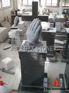 Granite Cross Carving Pedestal Monument / Pedestal Memorial