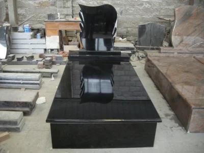Exquisite Workmanship European Style Tombstone Shanxi Black Granite Factory Sale