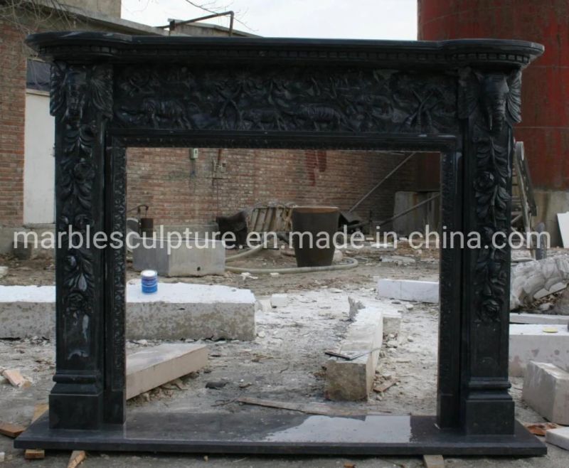 Custom Made Black Marble Fireplace Mantel Home Decoration (SYMF-298)