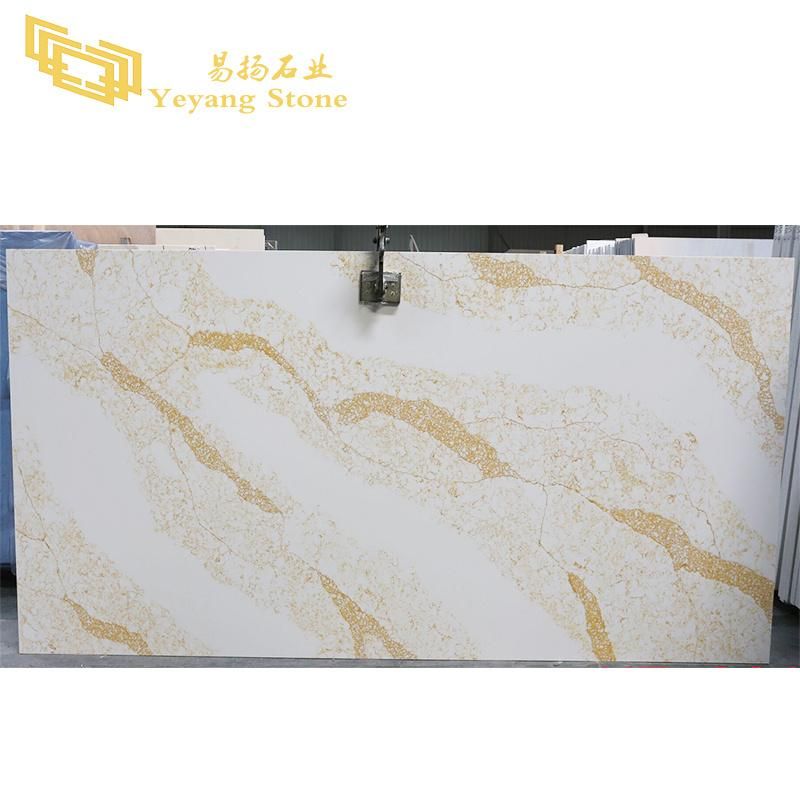 Yellow/Gold/White Quartz Slabs Countertop/Bentch/Vanity/Worktop Building Engineering