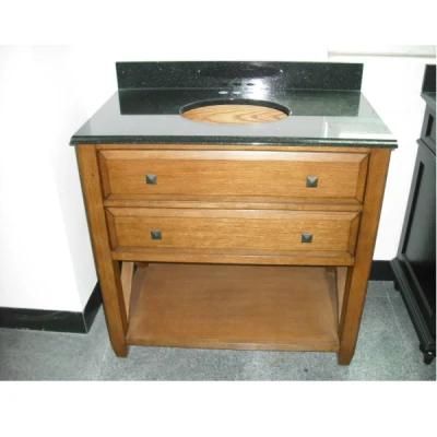 Polished Black Granite Vanity Tops with Cabinet for Bathroom