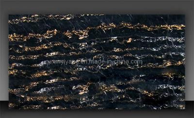 Black/Gold Portoro Marble Cut to Size Floor Tiles/Slabs for Flooring/Wall Poject