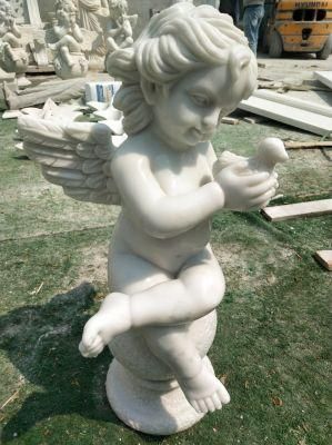 Marble Angel Sculpture Monument for Tombstone Headstone