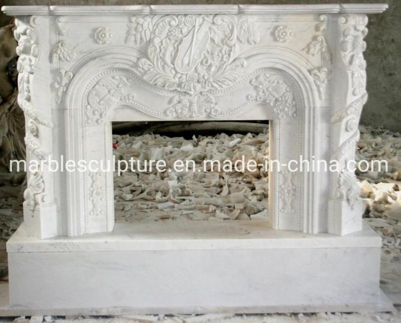 Natural Stone Pure White Marble Fireplace on Sell (SYMF-114)
