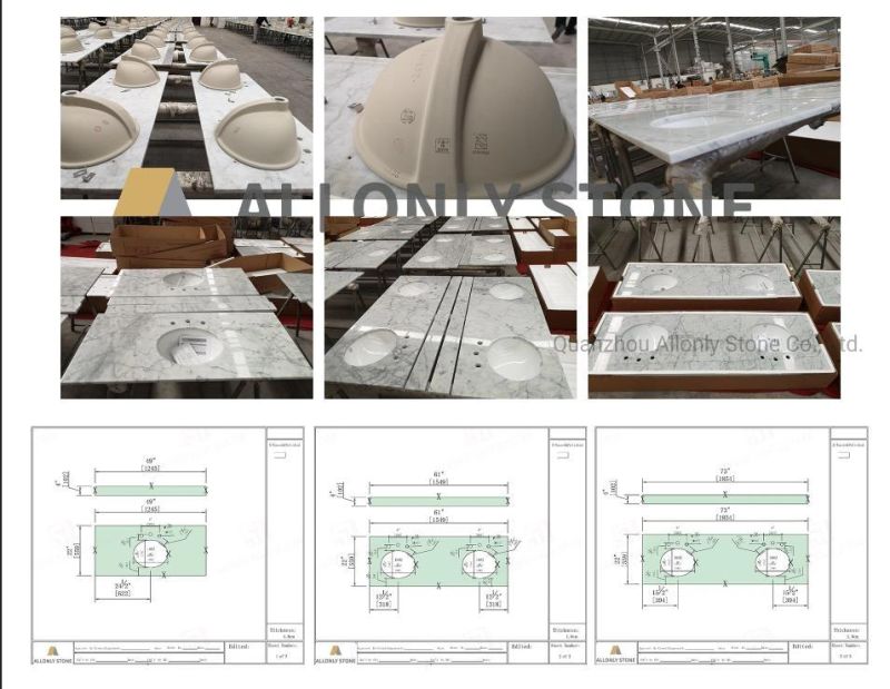 Bianco Cararra White Marble Bathroom Vanity Top for Hotel Design