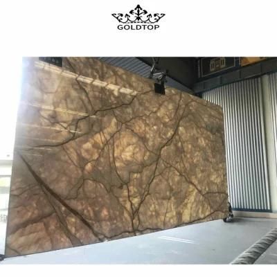 Manufacturer Direct Ancient China Style Natural Stone Slab Whiteonyx Marble Slab White Jade Onyx Slab with Golden Veins