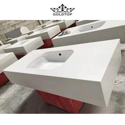93% Natural Stone Pure White/Black/Grey Artificial Stone Quartz Countertop/Worktop/Benchtop/Vanity Top with Long Apron and Ceramic